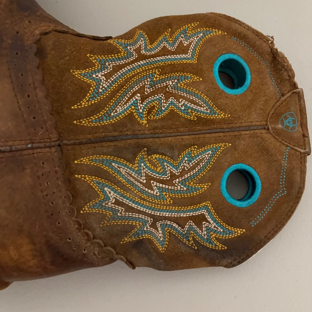 Ariat Fatbaby Brown Leather Western Cowboy Boots Turquoise Embroidery Women's 9B - Picture 13 of 14